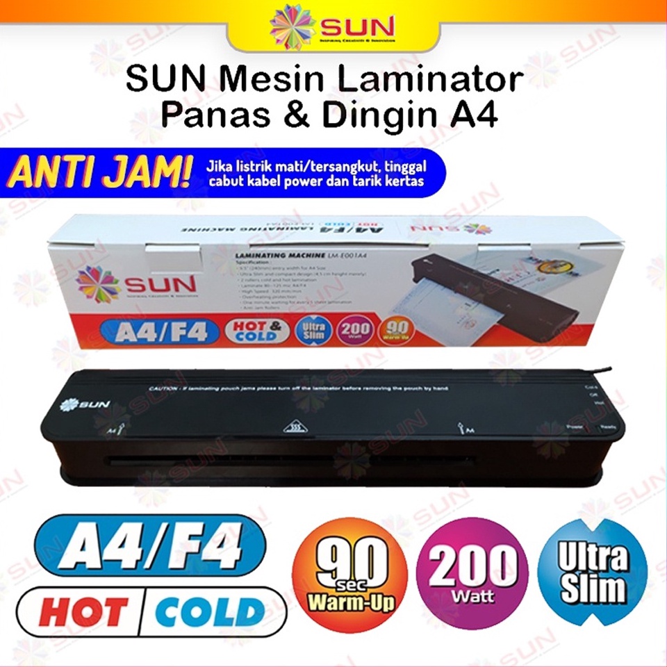 

Ready'Mesin Laminating SUN A4 / F4 ( 240 mm ) - LME001A4 ( Bisa Laminating Panas dan Laminasi Dingin, untuk KTP, Ijasah, KK, Sertifikat, Akte, Dokumen, Kertas Foto )