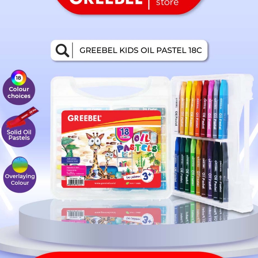 

[➤✮ P6E] GREEBEL Crayon Krayon Kids Oil Pastel 18 Warna (18C) tdk berdebu cerah utk anak sekolah art& tdk beracun -pasti.dikirim.