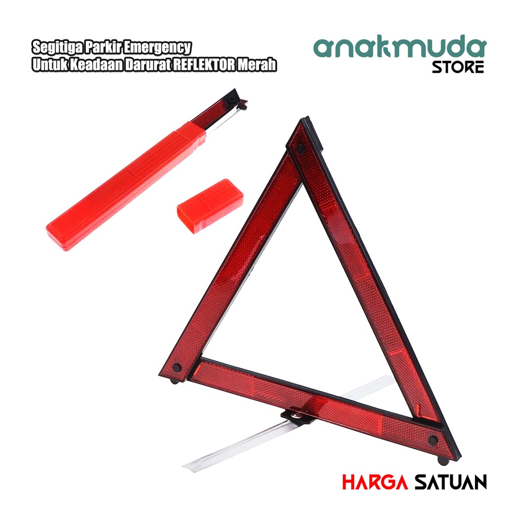 (SE01) Segitiga Parkir Parking Emergency Pengaman Mobil Rambu Tanda Segitiga Darurat REFLEKTOR Merah