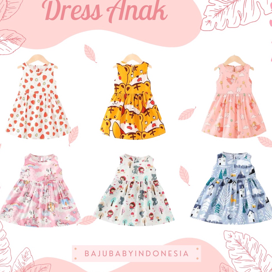 Terlaris BBI baju anak perempuan dress motif karakter 3019 3020 3022