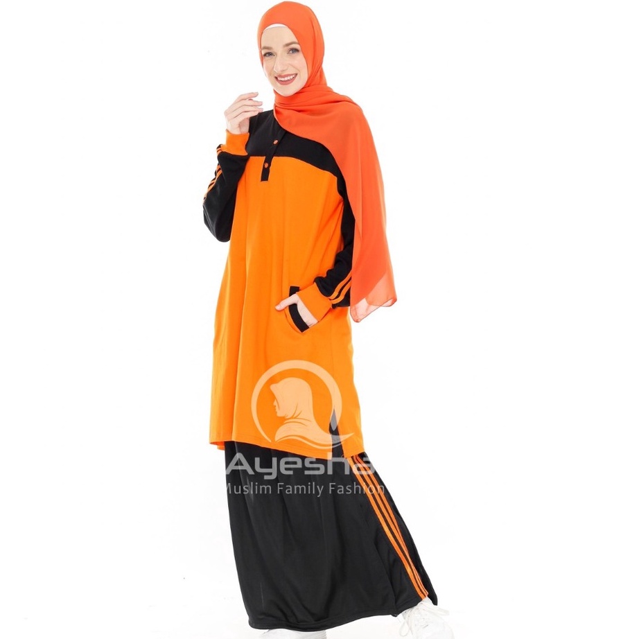 [B✮QQ/❣> Kaos Tunik PKS Akhwat dan Rok Celana Wanita Muslimah PKS Rok Celana Orange PKS Sport / baan