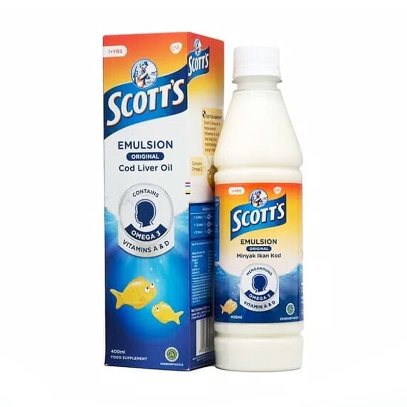 SCOTT`S EMULSION ORIGINAL 400ML - Minyak Ikan Kod Omega 3 Vitamin A dan D Scotts Scott Vitamin Multi
