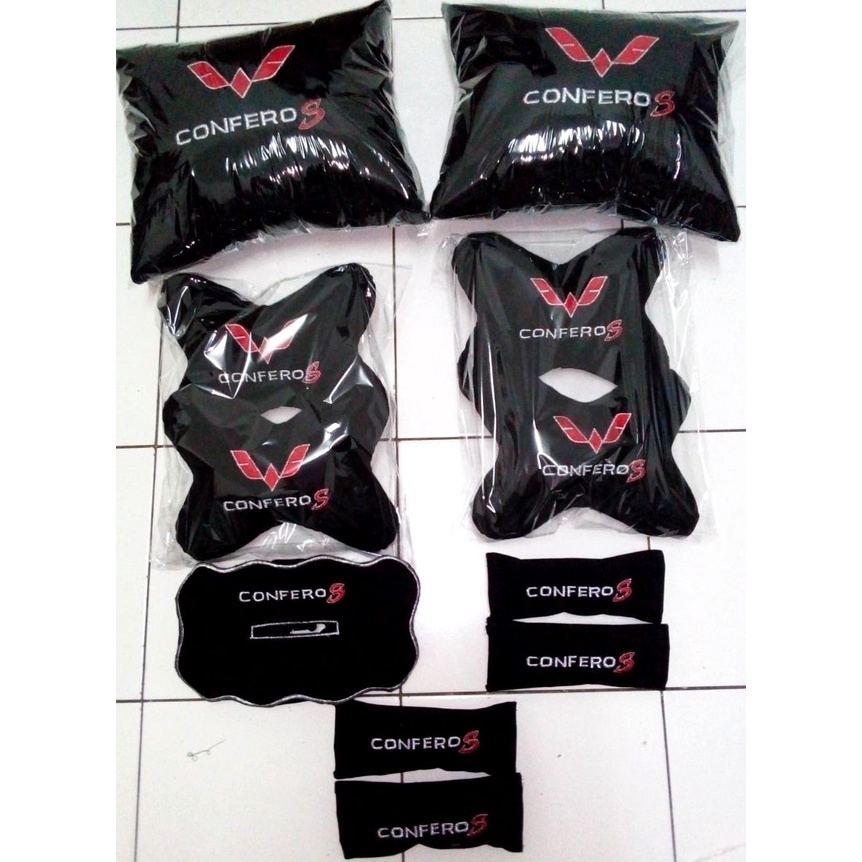 Aksesoris variasi bantal mobil carset Wuling Confero S headrest sandaran kepala alas jok custom
