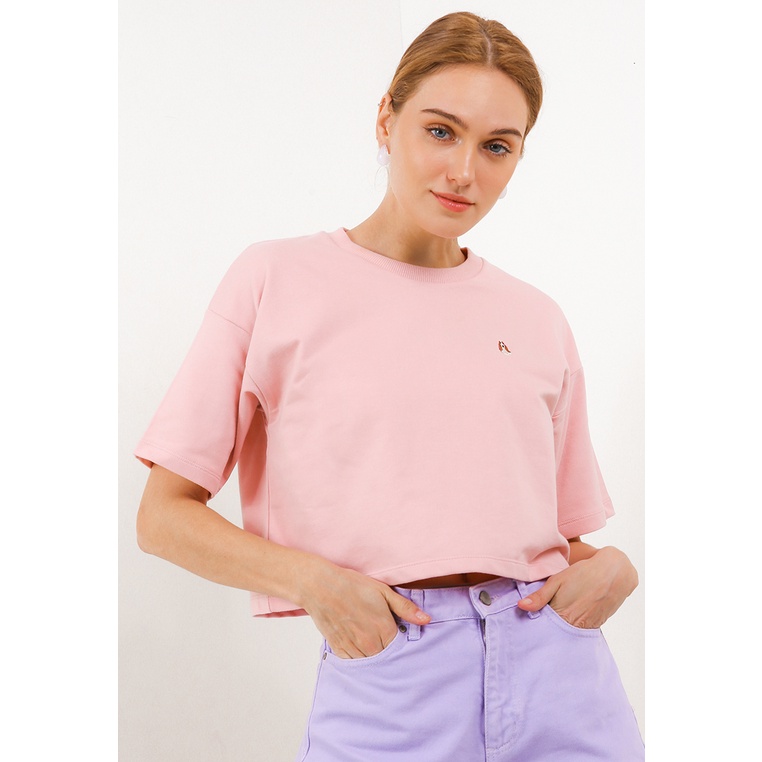Kaos Hush Puppies Original Wanita T-Shirt Material katun kombinasi tidak transparan dan ringan Outdo