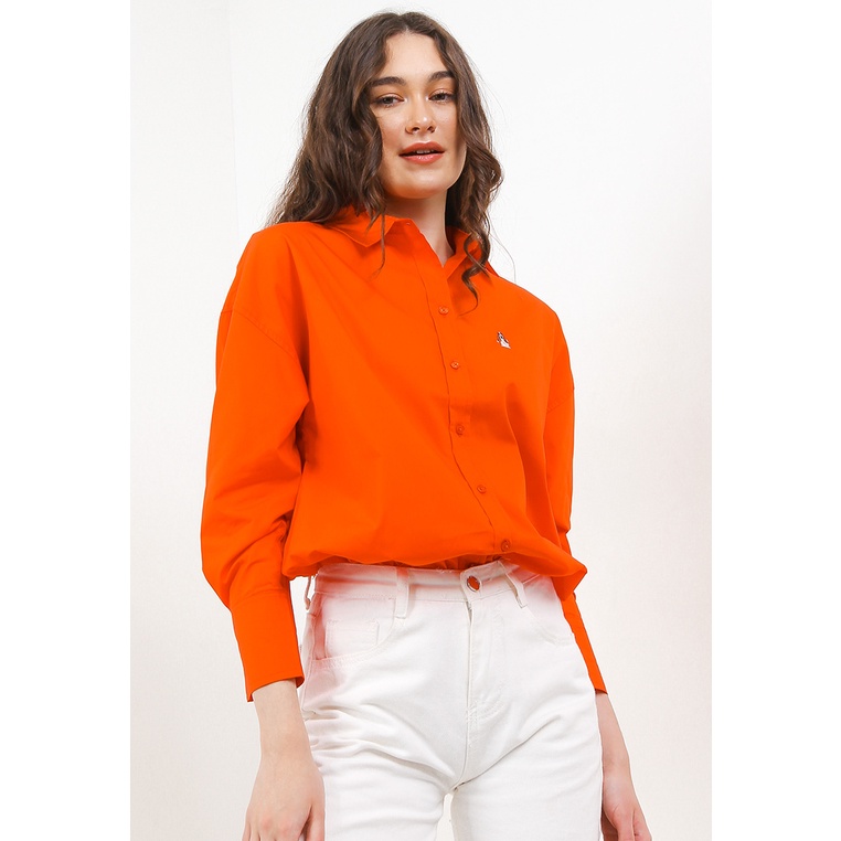 Kemeja Hush Puppies Original Wanita Pakaian Kancing depan Lamaran 100% Asli Fashion Petunia Oversize