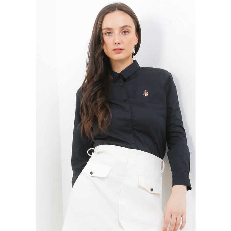 Kemeja Hush Puppies Original Wanita Pakaian Detail kerah Traveling Bermerk Stylish Gevana Basic Long