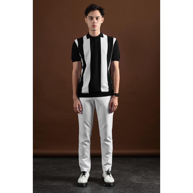 KAOS POLO PREPP STUDIO ZIPPY POLO BLACK WHITE