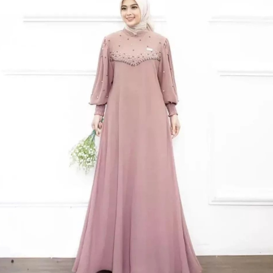 12.12 Promo Brand VIONI FIRLYA DRESS SAGE KONDANGAN TERBARU 2023 GAMIS  KEKINIAN BAHAN CRINKLE APLIK