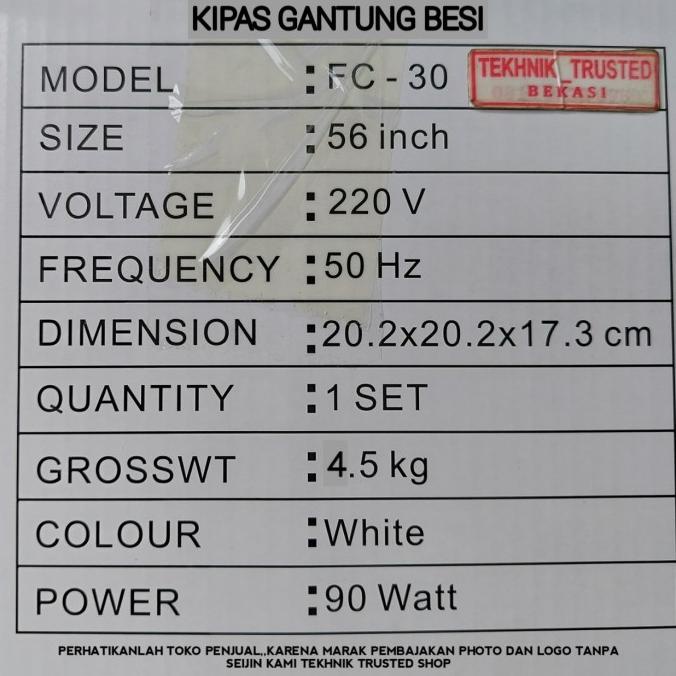 Celling Fan 56" Kipas Angin Gantung Besar Besi/Cf112