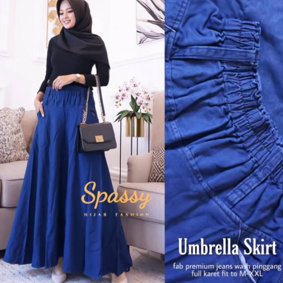 Terlaku Rok Jeans Wash Bawah Mayung - Umbrella Maxi Skirt ♥