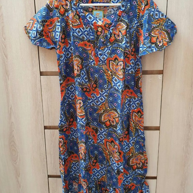 Segera Dapatkan Baju Daster Lengan Pendek Selutut Small Batik Kencana Ungu LabelBiru D ღ