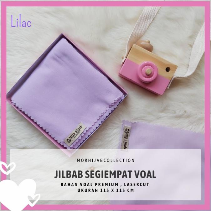 Sale jilbab segiempat voal premium laser cut polos hijab instan ungu purple Termurah