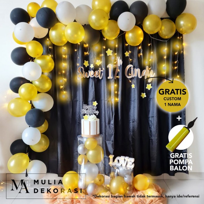 Dekorasi Sweet Seventeen 17 Th Birthday Ultah Paket Lengkap Photobooth Bestseller Backdrop