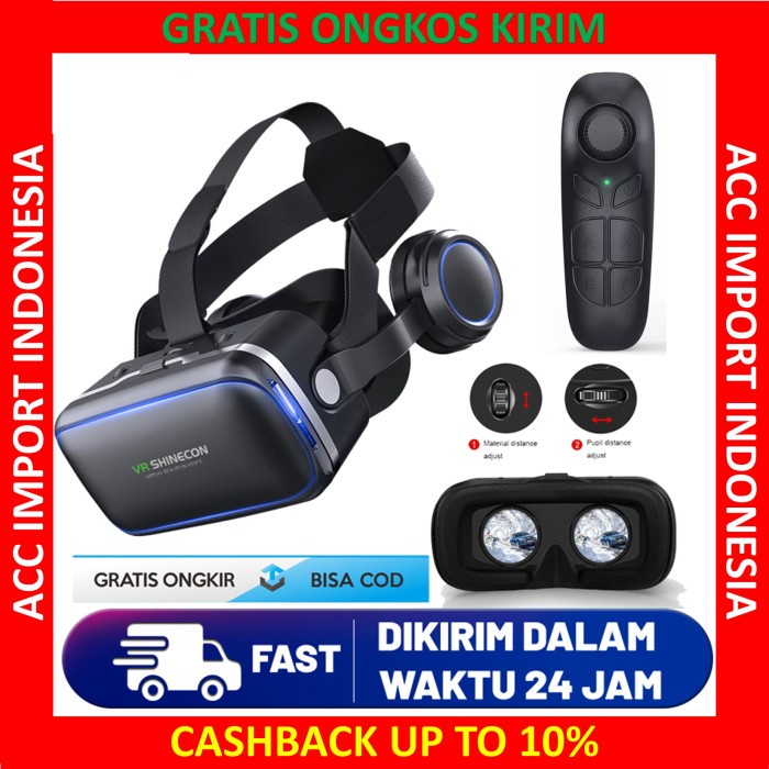 Shinecon 6.0 VR Box Virtual Reality + Headphone Android IOS