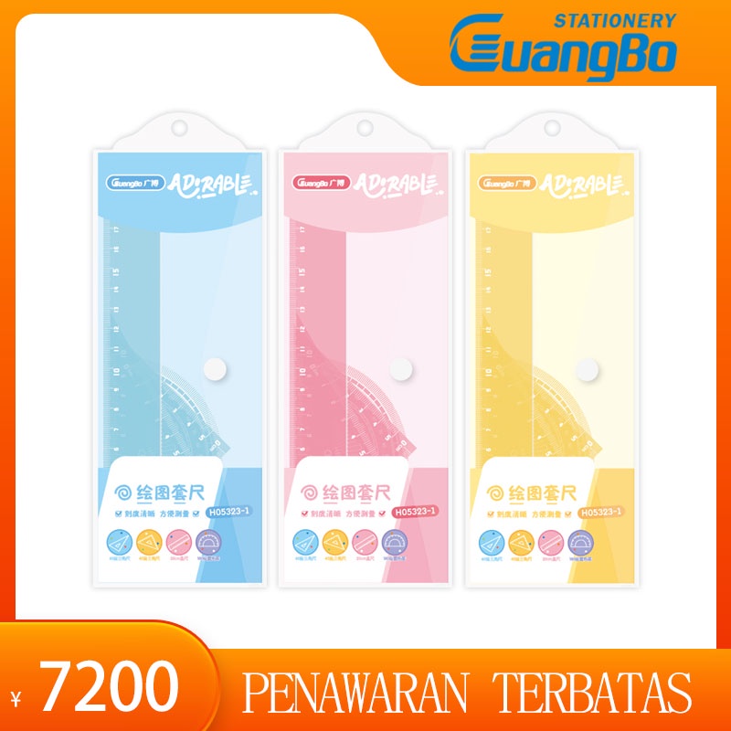 

Guangbo Set Penggaris Warna Macaron Alat Tulis Siswa Penggaris Pengukur 20Cm Set Empat Potong