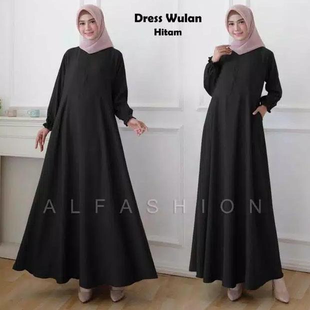 Dress Gamis Wulan Busui JUMBO XL Warna Polos Hitam