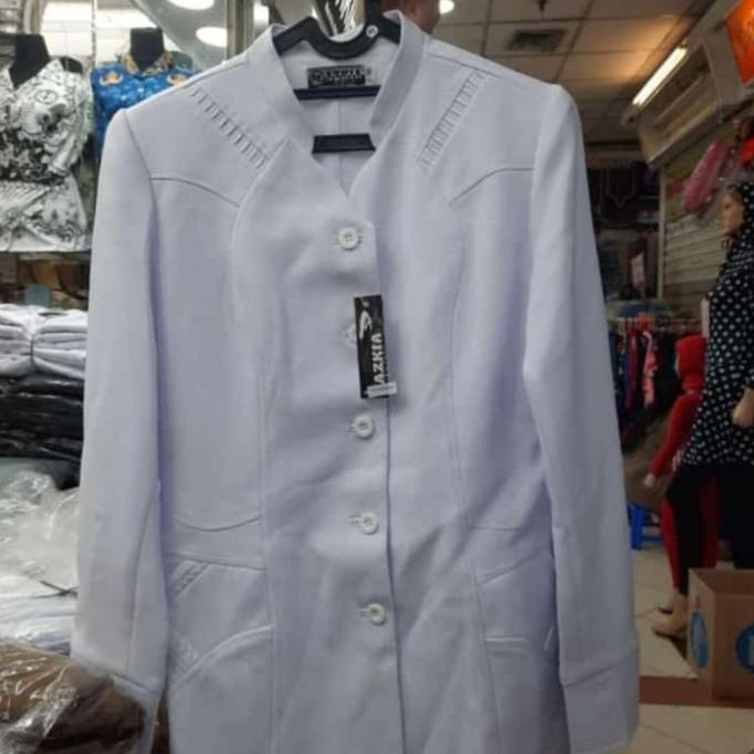 Baju Blazer Seragam Putih Polos Hipu Dinas ASN Kerja Kantor Wanita