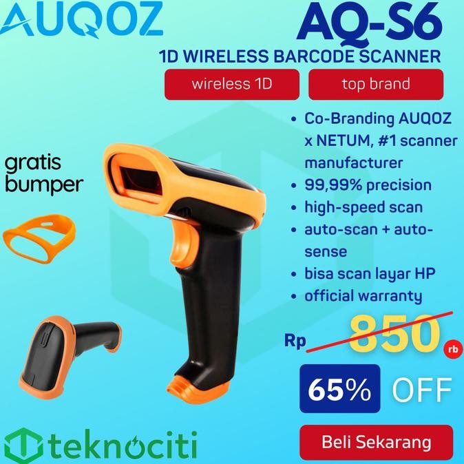 Auqoz S6 Auto Scan Auto-Sensing Wireless Barcode Scanner 1D By Netum
