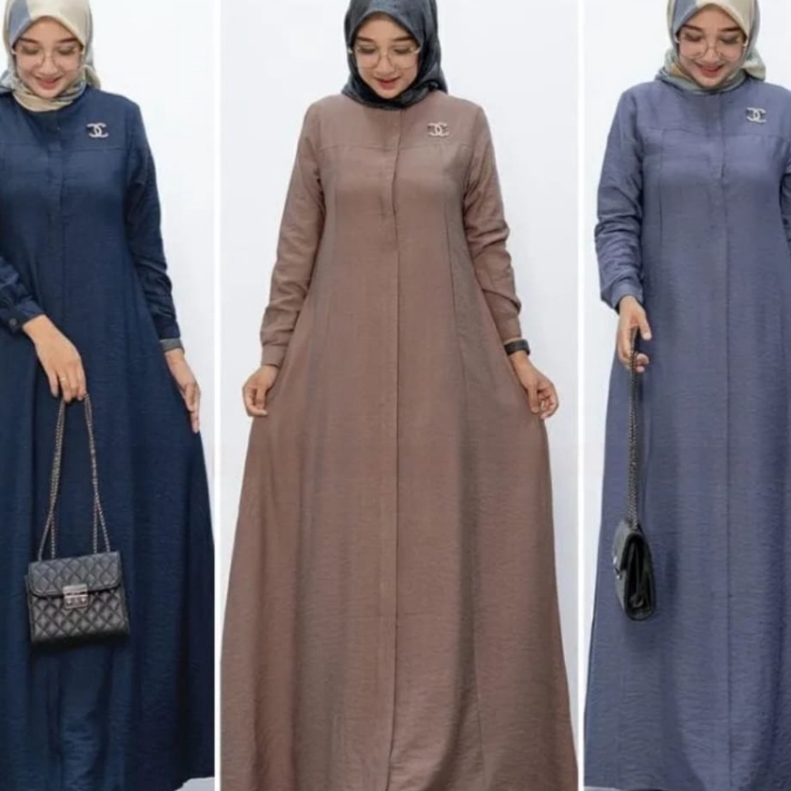 ✨Grosir✨ Maryam Dress Gamis Bahan Cey Crinkle Airflow Premium Size M - L - XL - XXL / Gamis Murah Vi