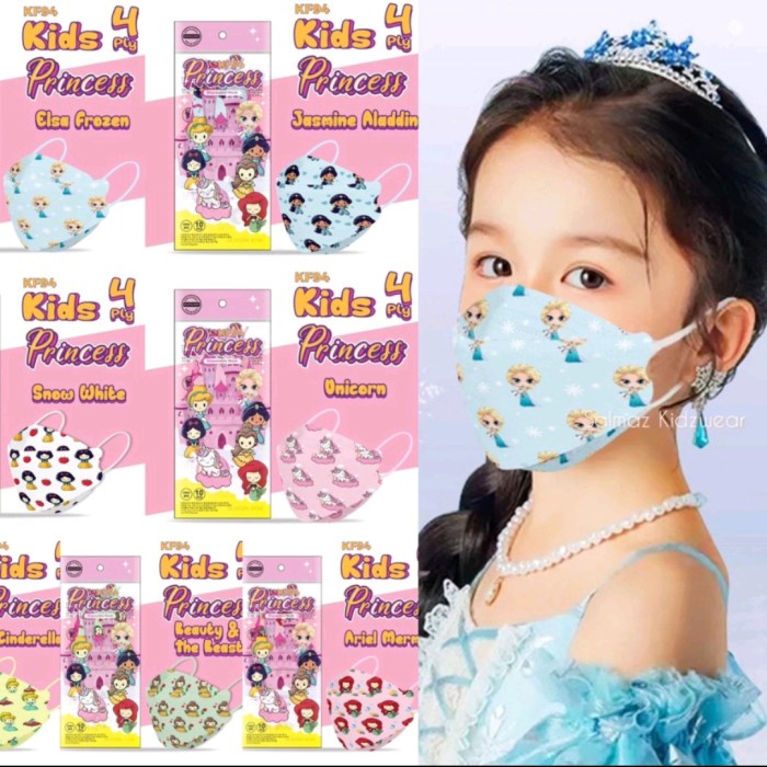 Murah Masker anak perempuan KF94 karakter princess unicorn Ready Mask NON COD
