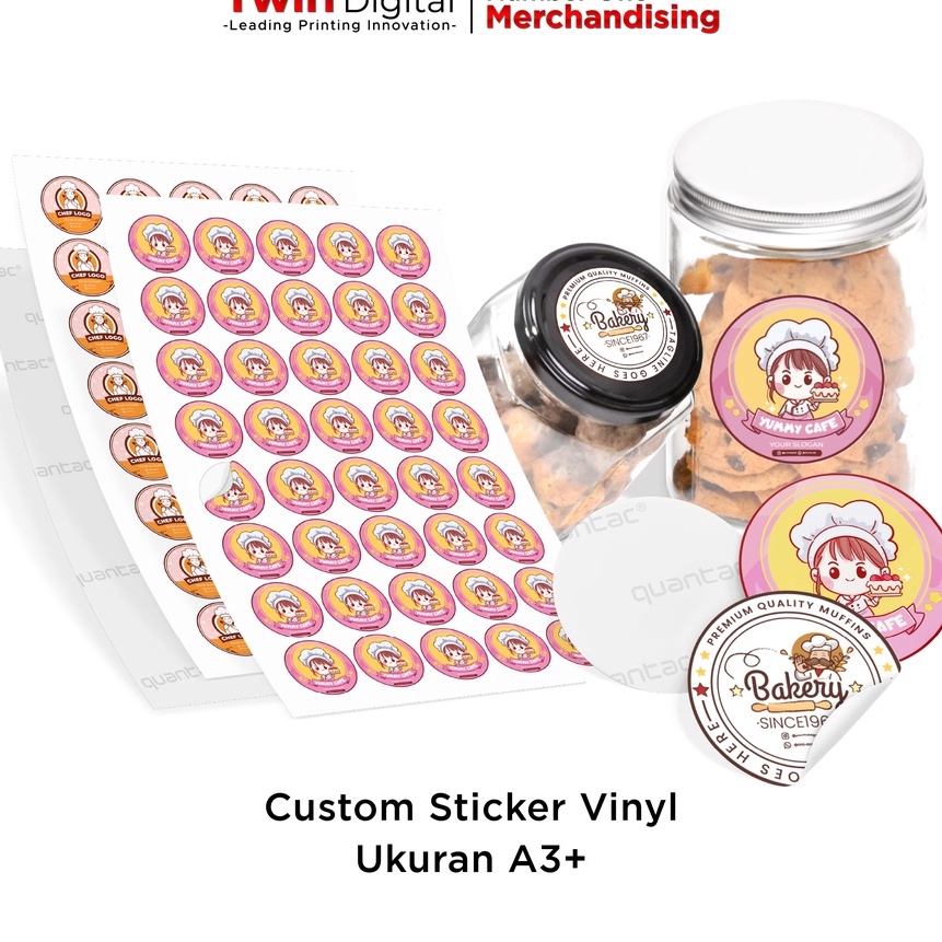 

[LY㊠.3㊖) Twindigital Custom Sticker Label Vinyl A3+ Kemasan Produk Olshop Makanan Minuman Waterproof - Stiker Label Vinyl Anti Airmuurah..