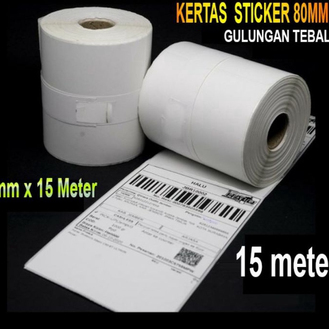 

(㊖➛J11 Y) Label Stiker Thermal 80x50MM / Label resi / label barcode panjang 15 meter - pasti.diikirim.