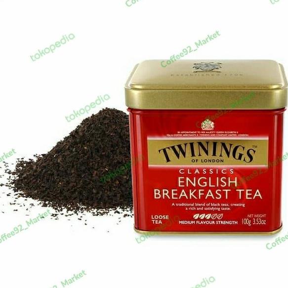 

] TWININGS Of London English Breakfast Tea - Teh Celup Twining Tin 100gr