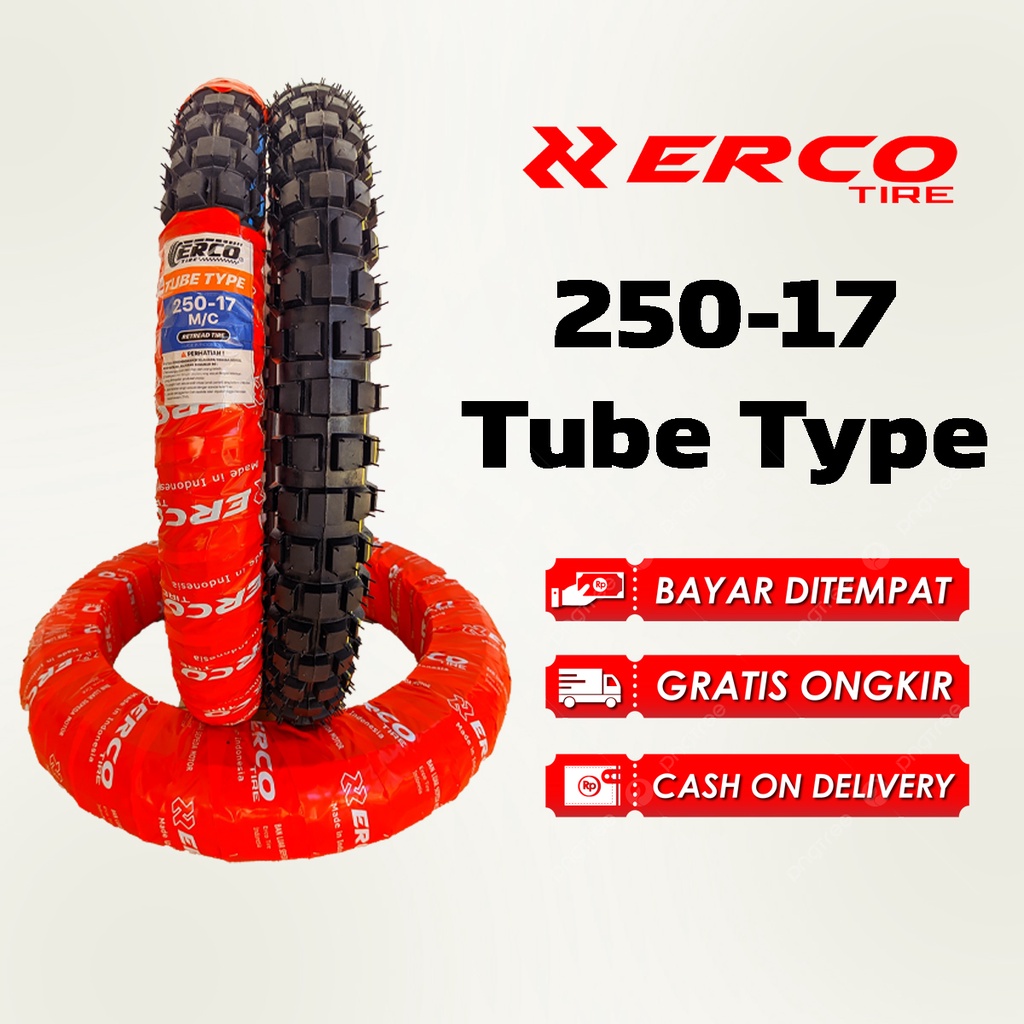 ERCO TIRE BAN LUAR MOTOR NONTUBELESS RING 17 TRAIL CROSS 250-17 TUBE TYPE
