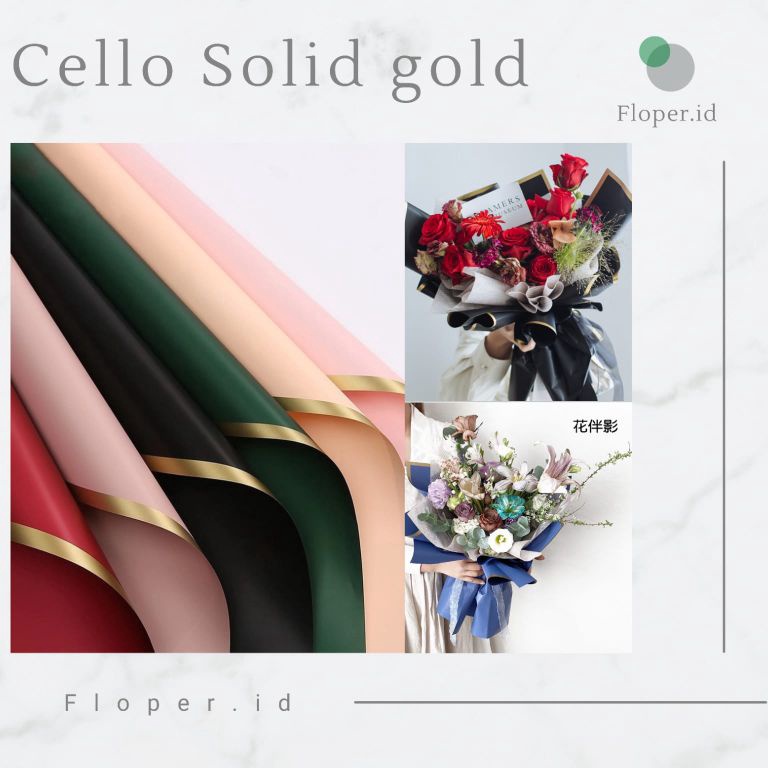 

5 Lembar kertas buket solid gold frame / kertas Cellophane / Kertas Buket Bunga/Flower Wrapping 3979