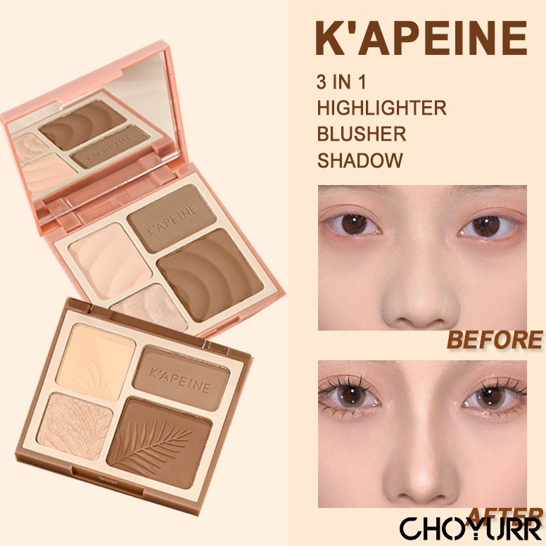 Promo TerbatasA5m0L 【COD】K'APEINE 3 In 1 Highlighter / Blusher / Shadow Palette Contour Powder Makeu