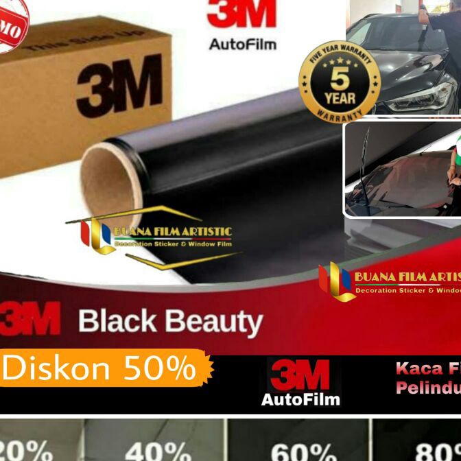 (6B➤.Q◆) Kaca film 3M/kaca film mobil 3M/Black Beauty/kaca film hitam/Promo kaca film 3M type black beautyterviiral..