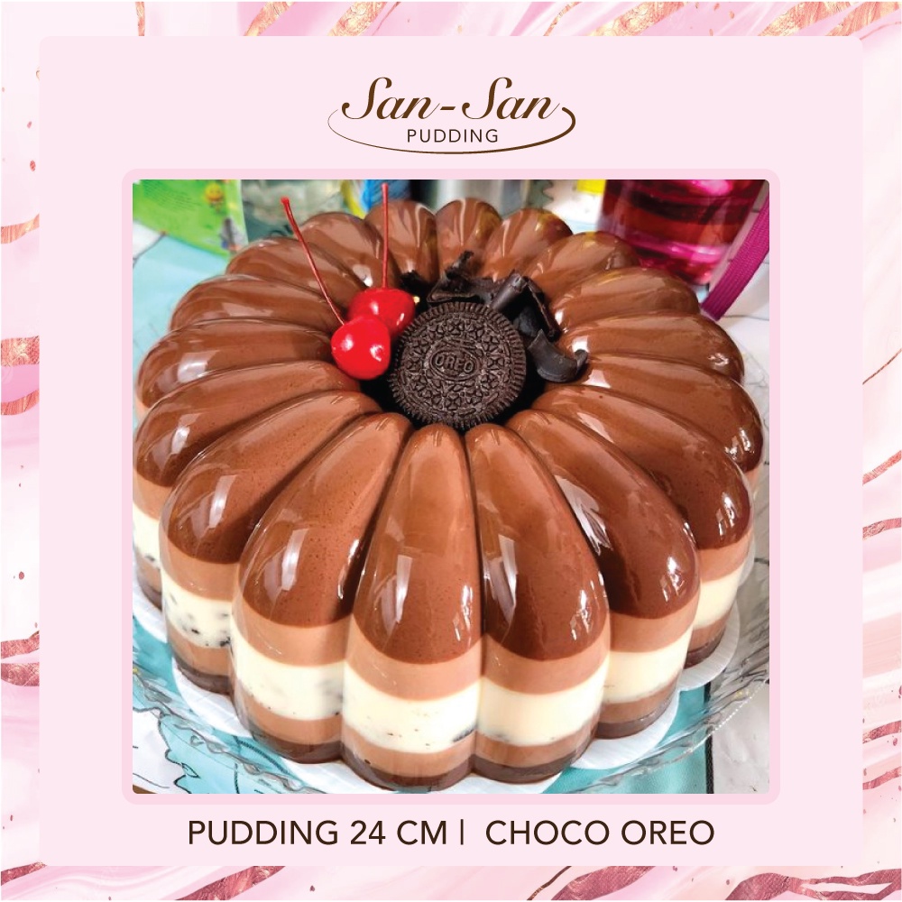 

[Sansan Pudding] Puding JUMBO Choco Oreo (size 24 cm) Pudding Hampers cokelat oreo