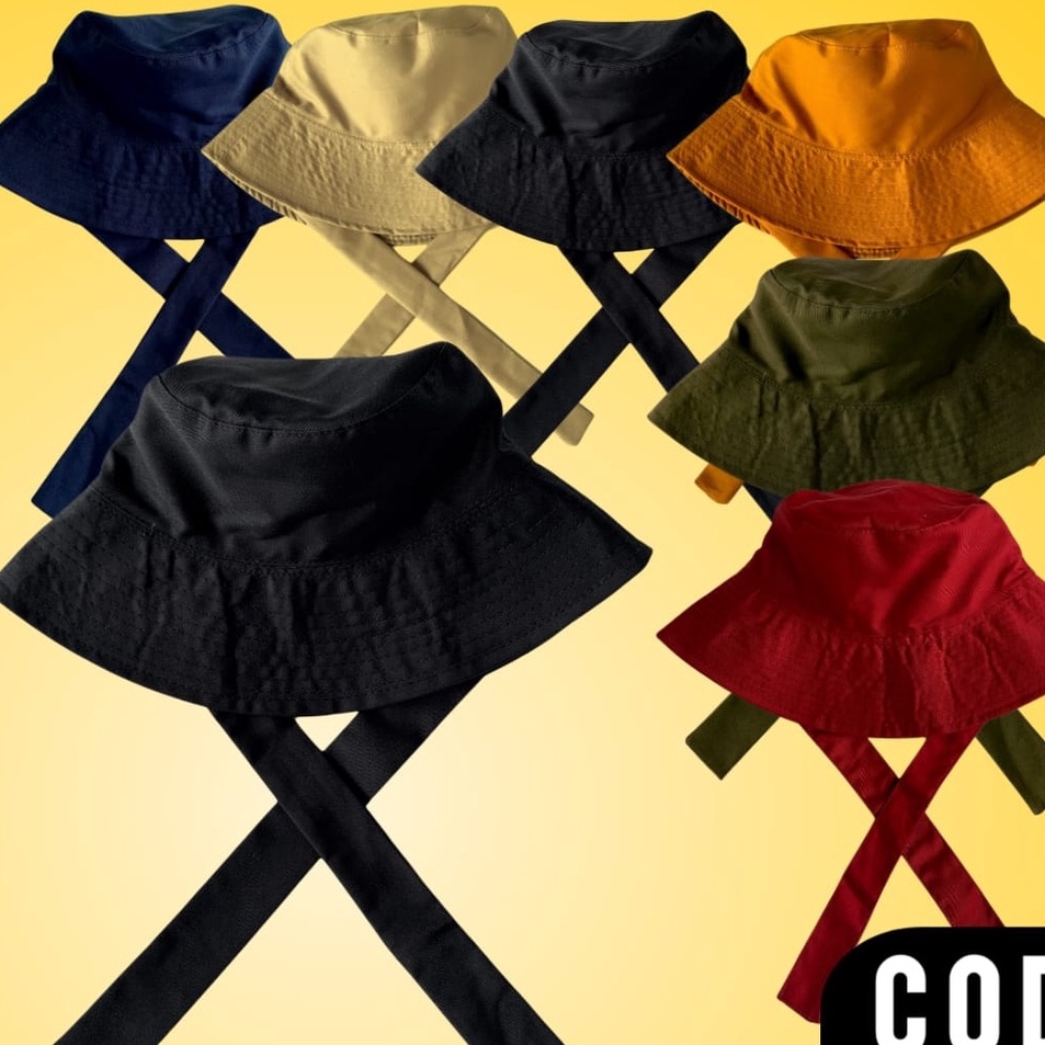 ✨SHOPEE MALL✨ Topi Wide Bucket Hat Tali Fashion Korean Style Wanita Pria Pantai Outdoor Selebgram 