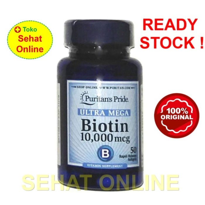 PURITAN BIOTIN 10000 MCG - 50 SOFTGELS PURITAN'S PRIDE USA