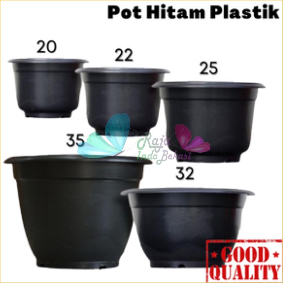 Grosir Pot Bunga Hitam 20 22 25 30 32 35 | Pot Tanaman Hitam Plastik Pot Bunga Plastik Besar Hias Ga