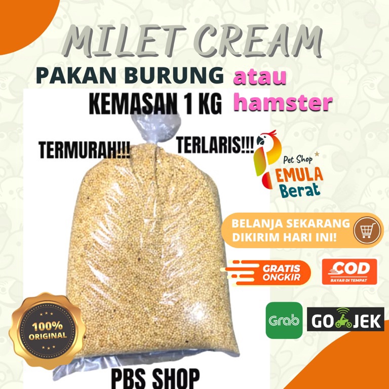 Dijual kakak6n1Mb PAKAN BURUNG MILET CREAM KUNING 1 KG PILIHAN GRADE A MILET CREM MILET KUNING MURAH