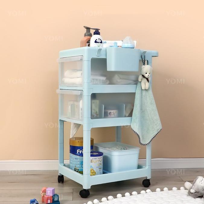 YOMI- Rak Trolley dorong S80/ Rak Aesthetic / Rak penyimpanan bayi