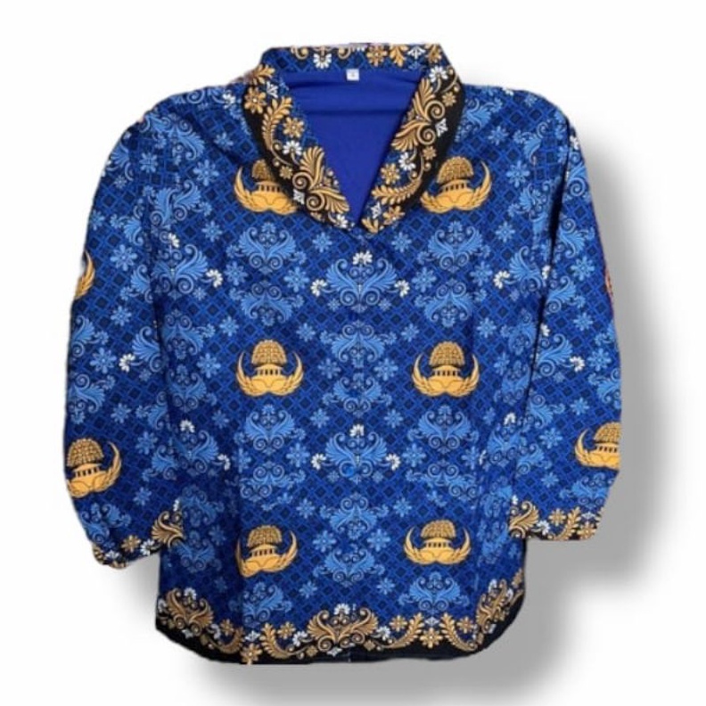 GWWV2735  Batik Korpri Terbaru 2022 Kerah Hitam Furing / Baju korpri terbaru Wanita  2022 / Korpri K