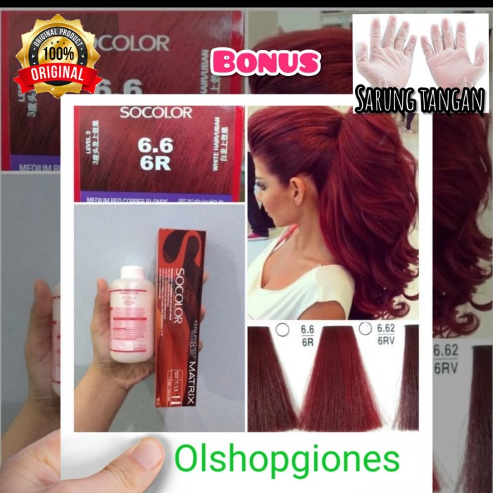Cat Rambut Matrix Socolor 6.6 Red + Oxydant campuran
