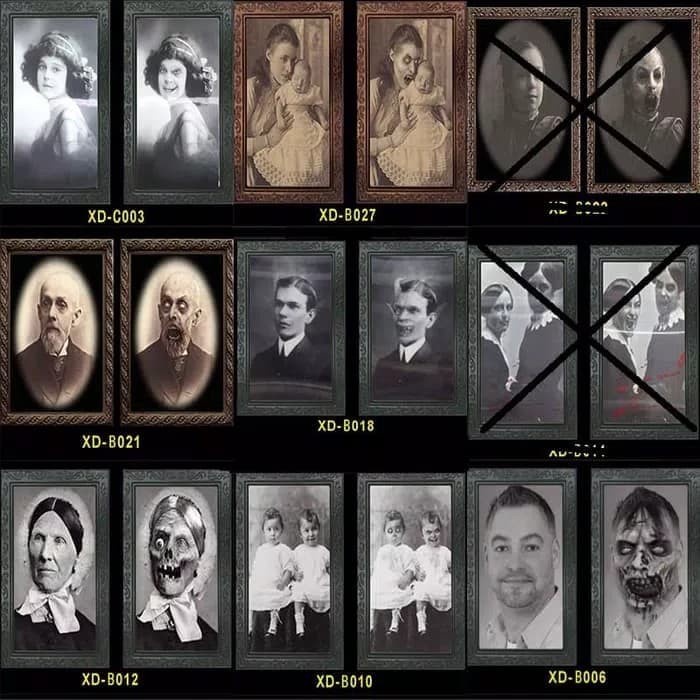 +++++] halloween 3D foto horor jadul hiasan dinding gantung dalam frame
