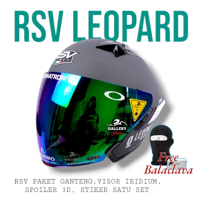 Rsv Sv300 Leopard Paket Ganteng Charcoal Doff Helm Rsv Half Face
