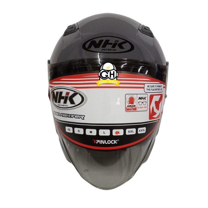 Nhk S1 Gp Pro Solid Dim Grey Half Face Double Visor Warna Polos Ddring