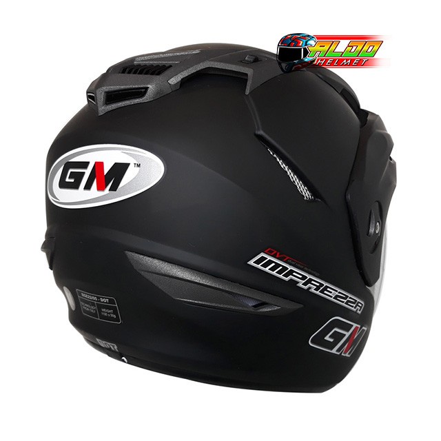 Helm Gm Imprezza Solid 2 Visor Black Doff Original