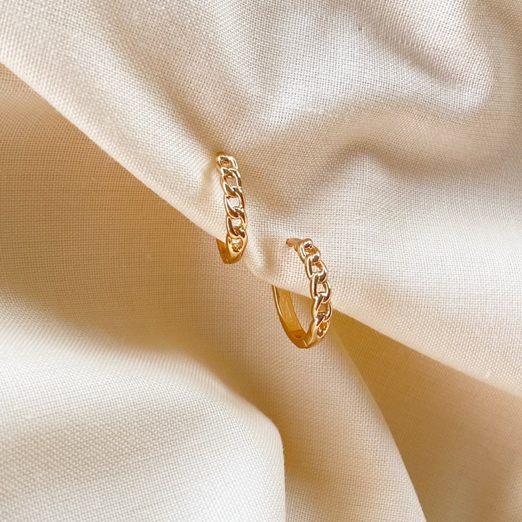 PALING DIMINATI Anting Rantai Anti Karat Mini Wanita Emas - Rose Gold Anti Karat - Aika Earrings