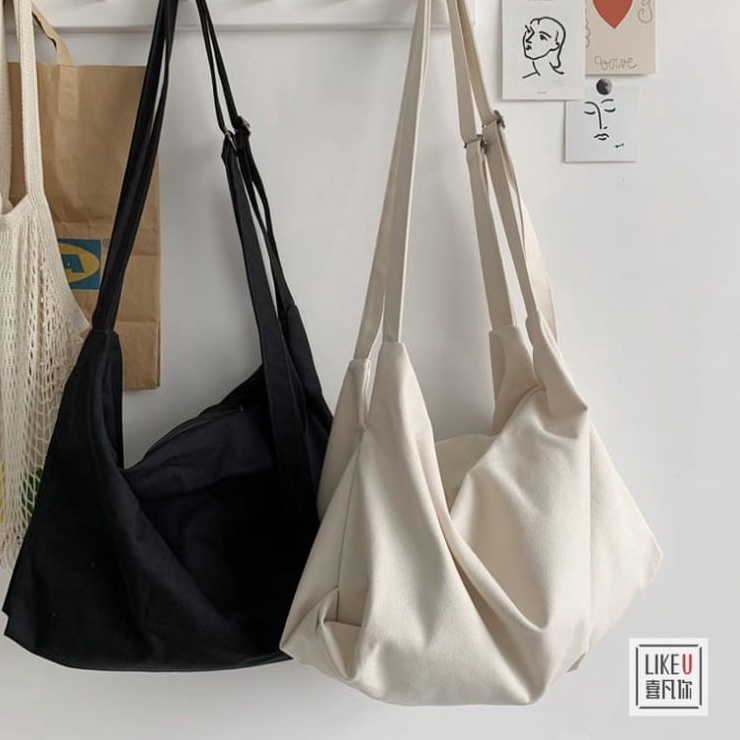 SALE TERBATAS PEAKY Slingbag Tas Selempang Bahu Wanita Pria Remaja Polos Korean Style By RIZKIBAG