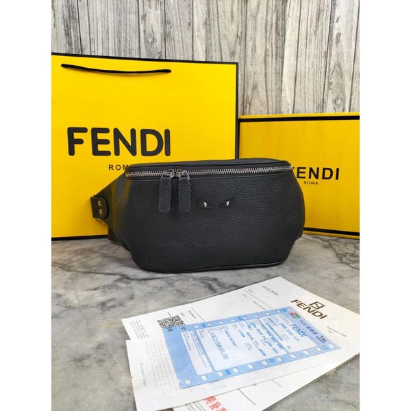 TAS WAISTBAG PRIA FENDI MATA TAS PINGGANG BRANDED KULIT ASLI