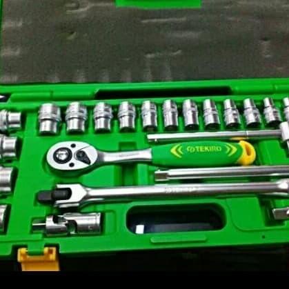 Kunci Shock Set Tekiro 24 Pcs Full Set 8 - 32 Mm Tool Box Besar Rachet