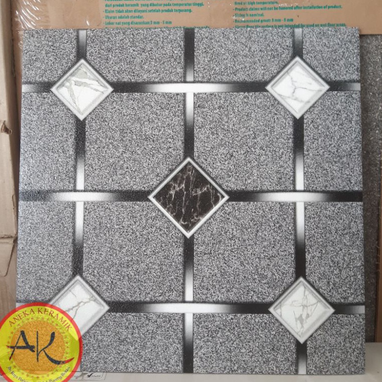 Keramik Lantai Teras Garasi Kasar Matt Motif Hexagon 40x40 Hummer Grey [KODE. R61Z]