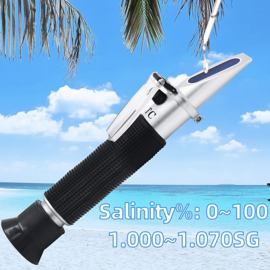 Terbaik.. ❤️TERMURAH❤️ Refracto Meter Salinity Meter ✌️Alat Ukur Kadar Garam Air laut ✌️Refraktometer Aquarium 0-100%