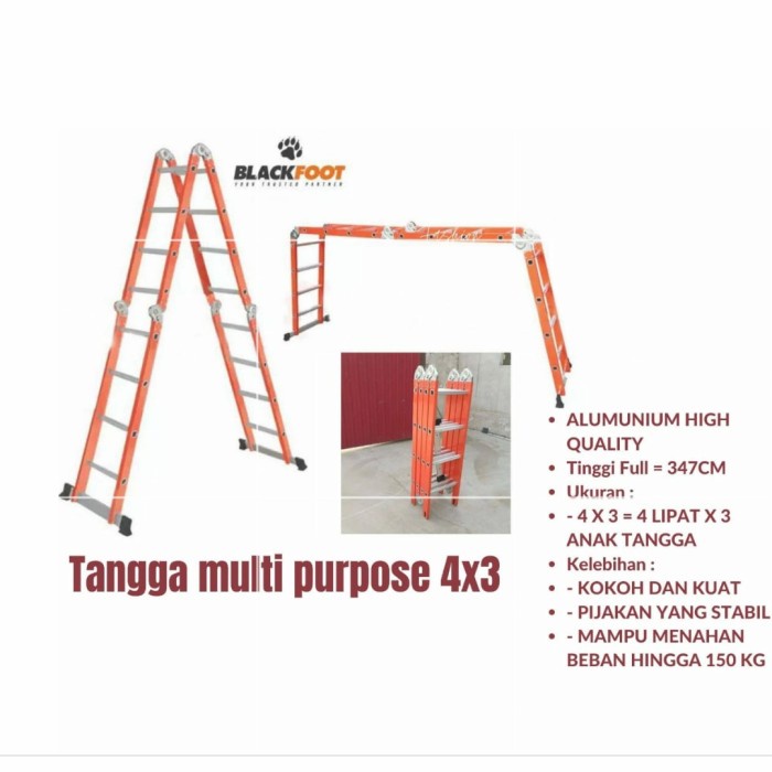 Terlaris Blackfoot Tangga Aluminium Multi Purpose 4X3 Tangga Lipat Aluminium